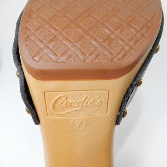 Candie's Antonella OMG Slide Platform Heels Clog SANDAL Size 7 Black Leather NEW - Picture 12 of 12